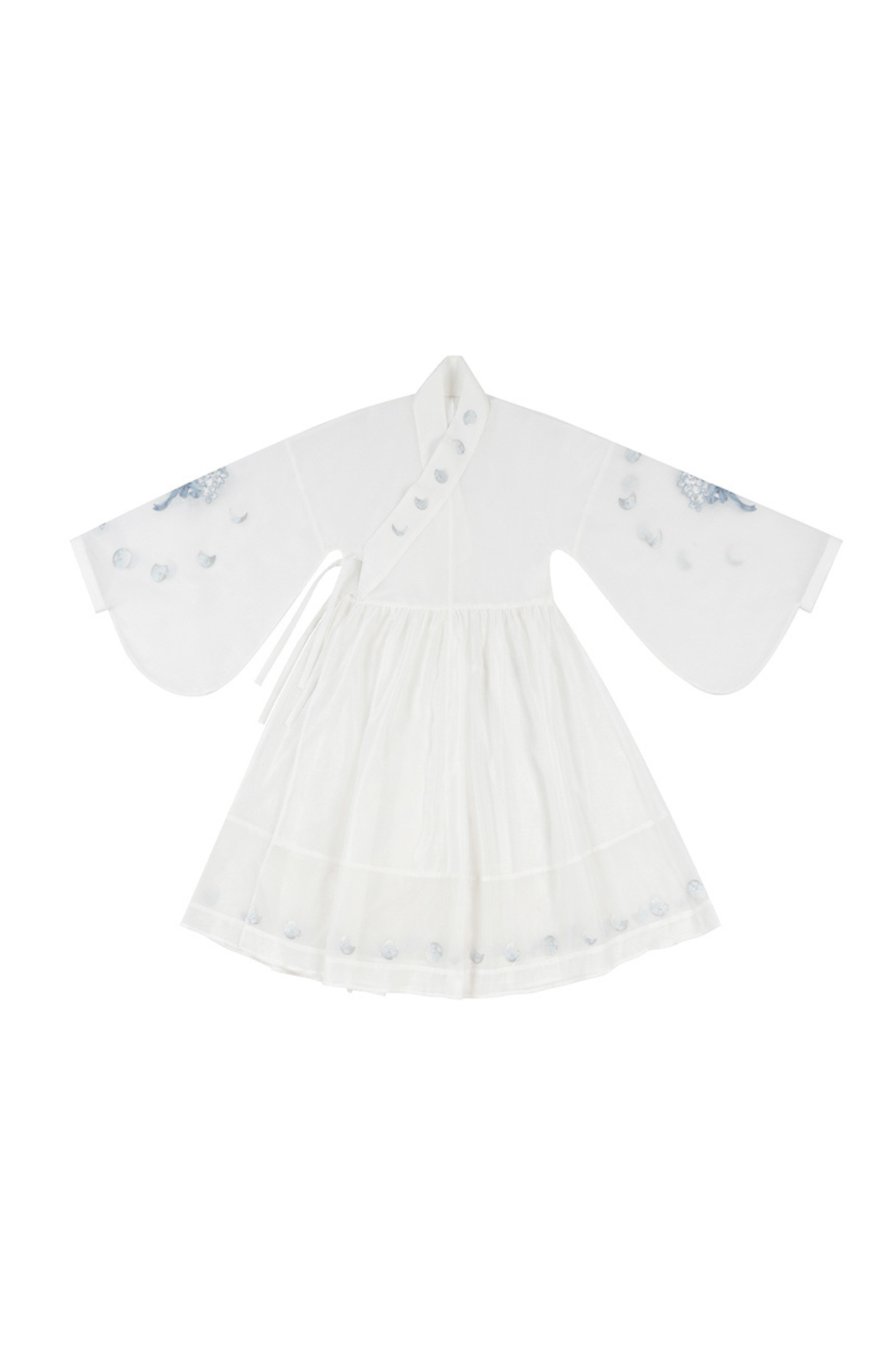 ピュアホワイトチャイナドレス+カバーエプロン+ベルト