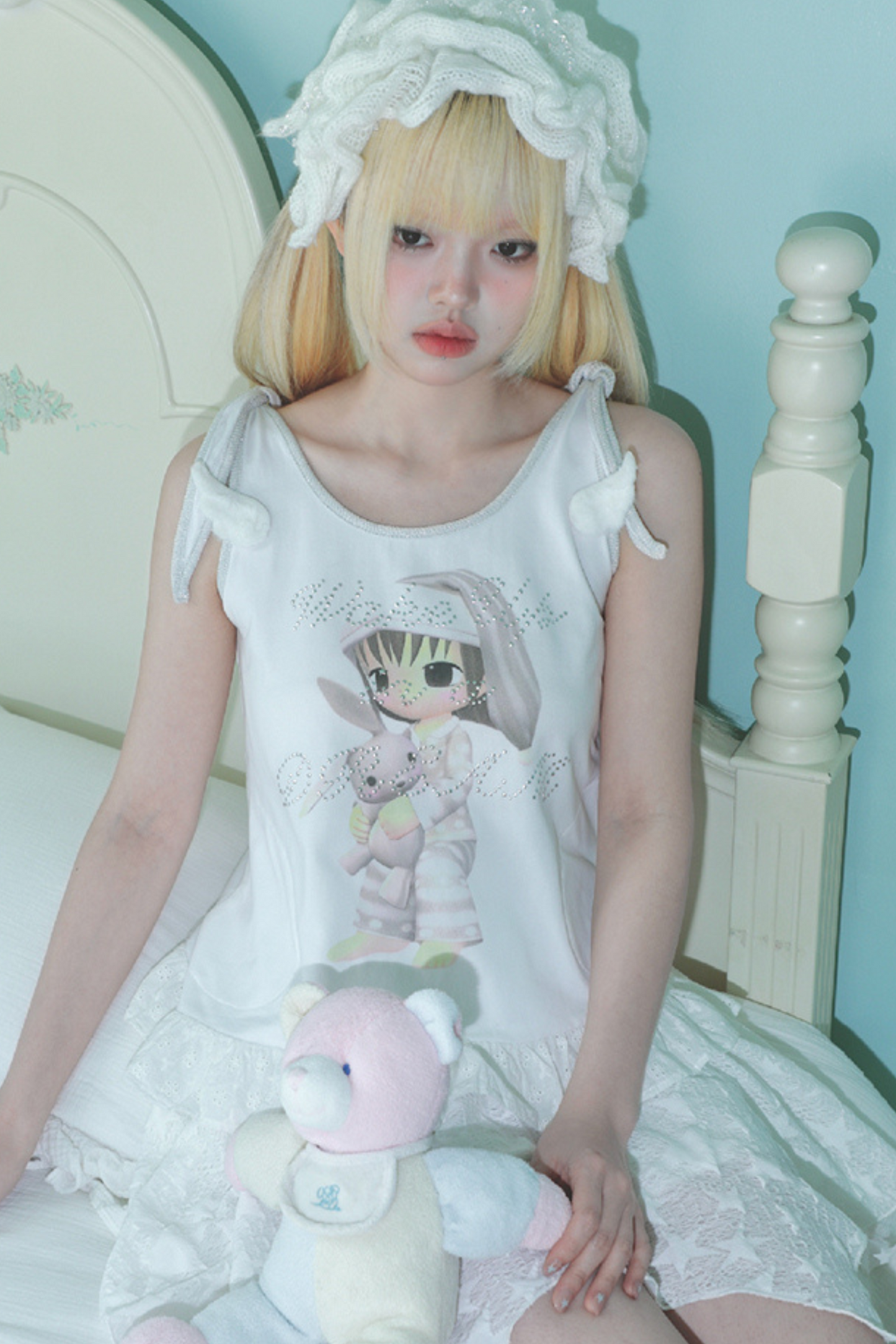 ウィング レーススリムノースリーブワンピース