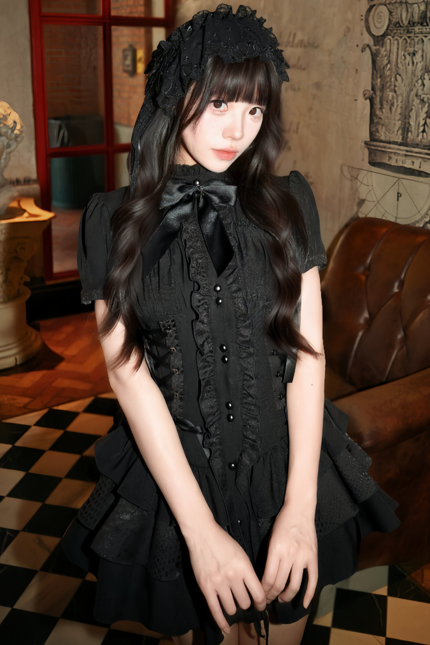 哥特蕾丝束腰连衣裙