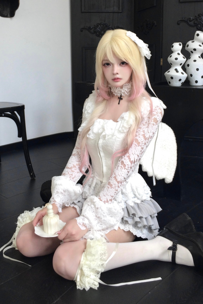 Lace Patchwork Long Sleeve Top