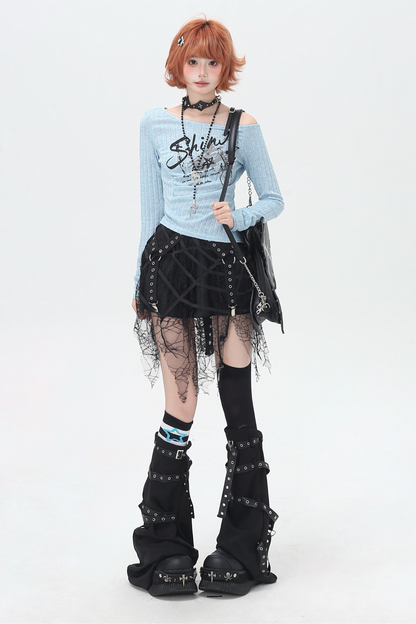 レザーオフショルダートップス