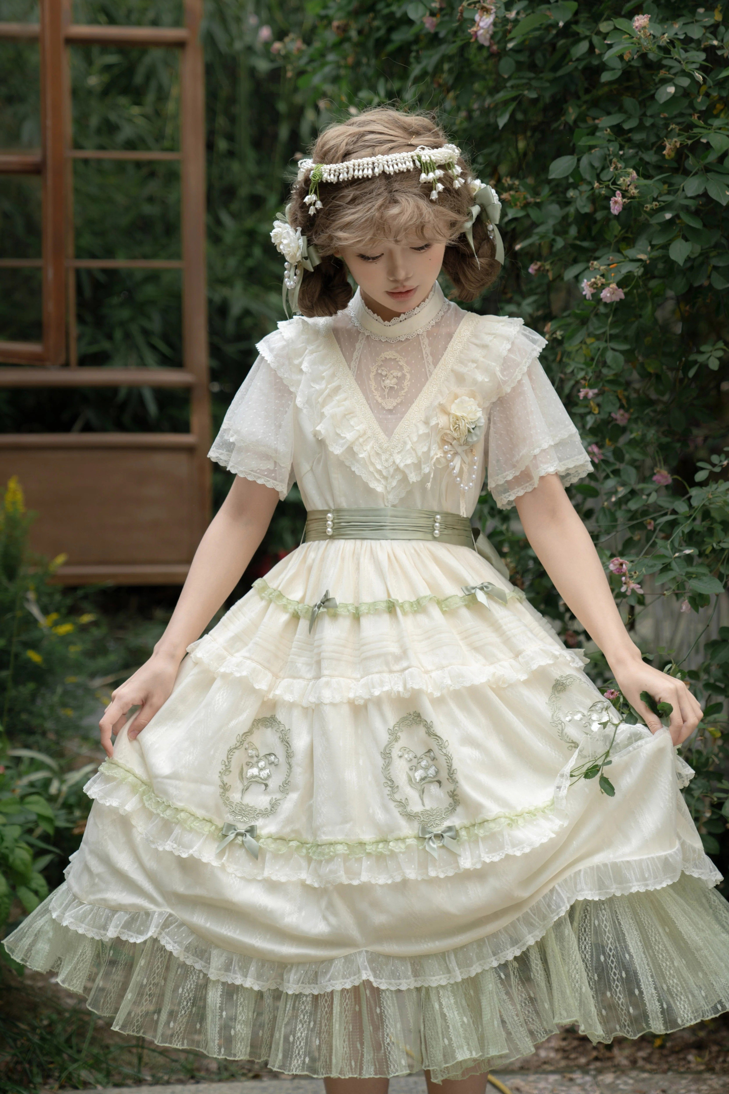 Lily Forest Ever Dress + Flower + Flat Cap + Clip