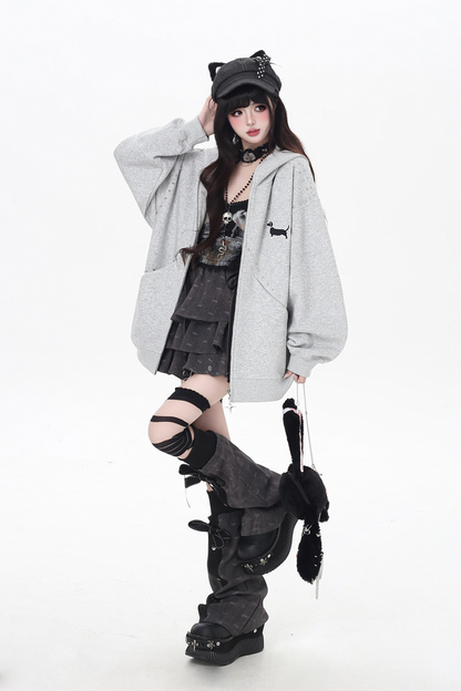 カジュアルスウェットダークフードパーカー