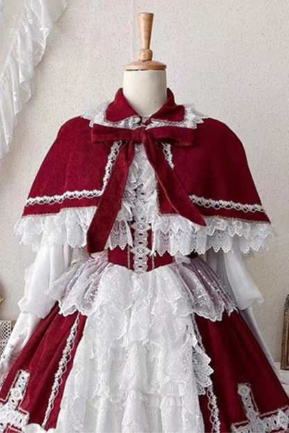 ゴシックドールレースジャンパースカート+ボンネット+ショール