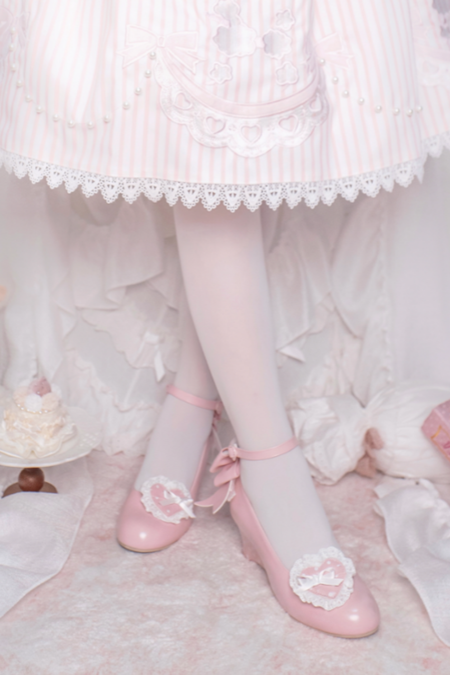 レトロドットハートロリータスイートシューズ