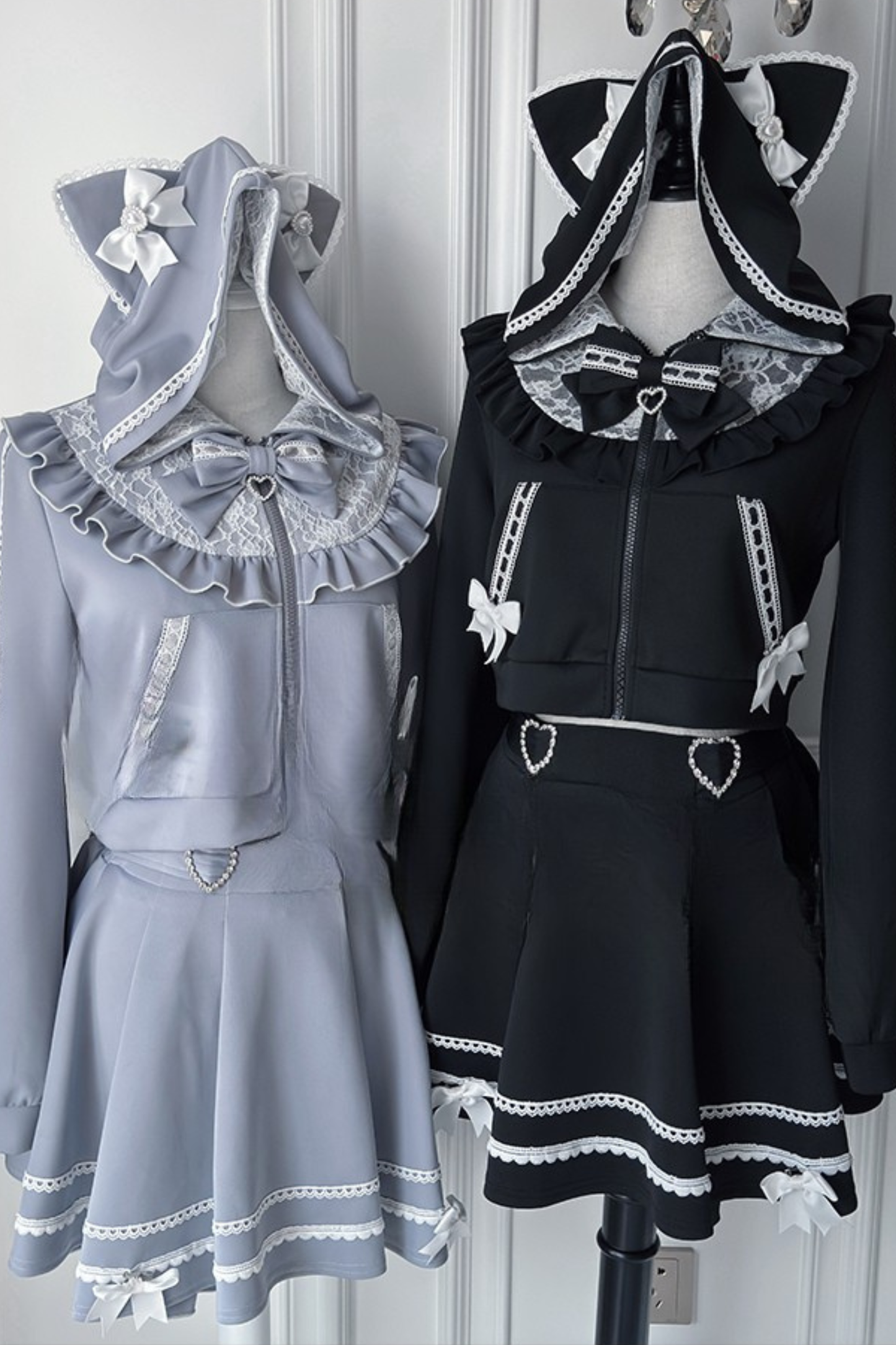 猫耳ダークフードパーカー+スカート