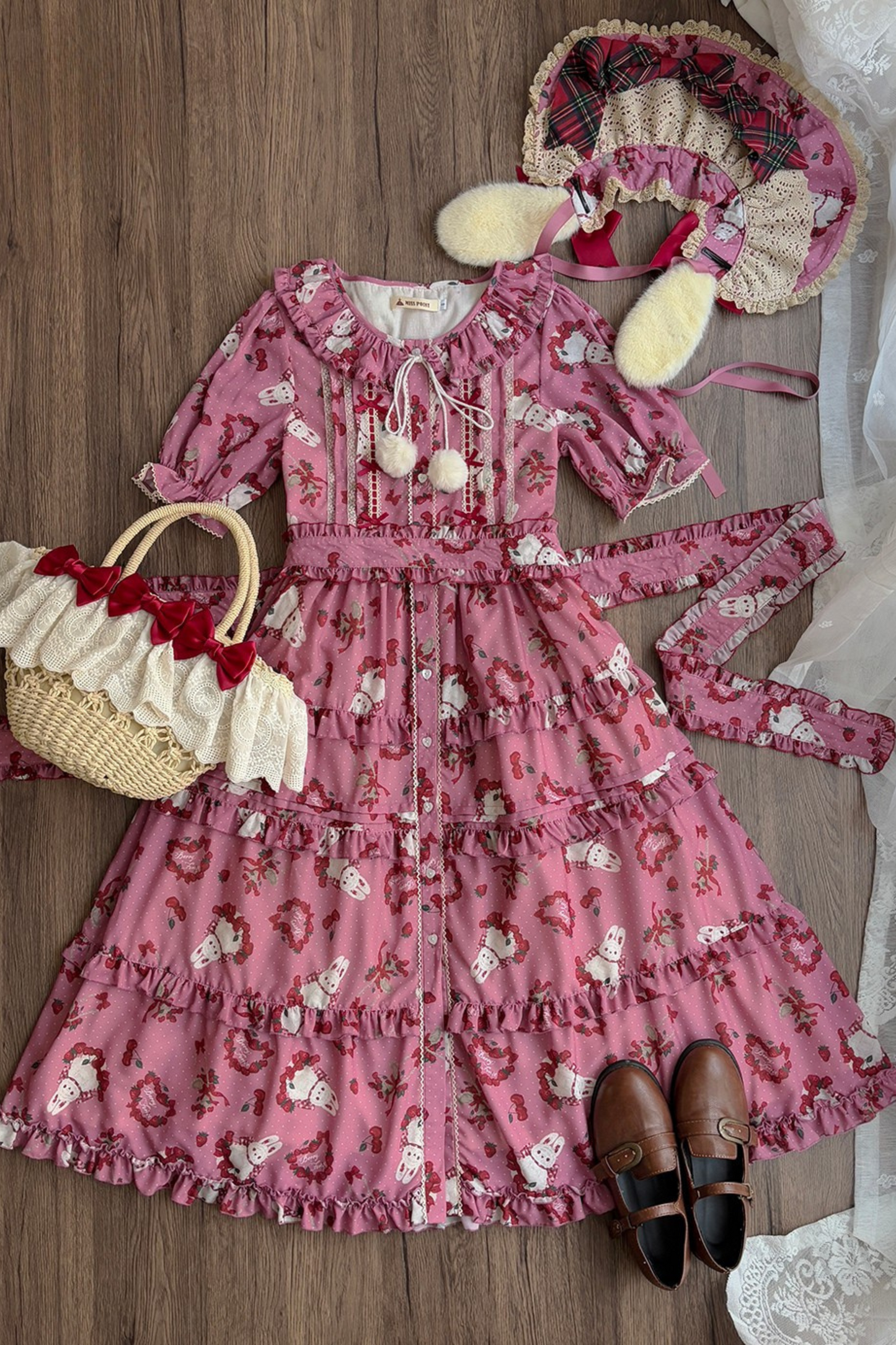 [Pre-order Deadline: January 31] Forest Berry Rabbit Series Daily Puff Sleeve Dress