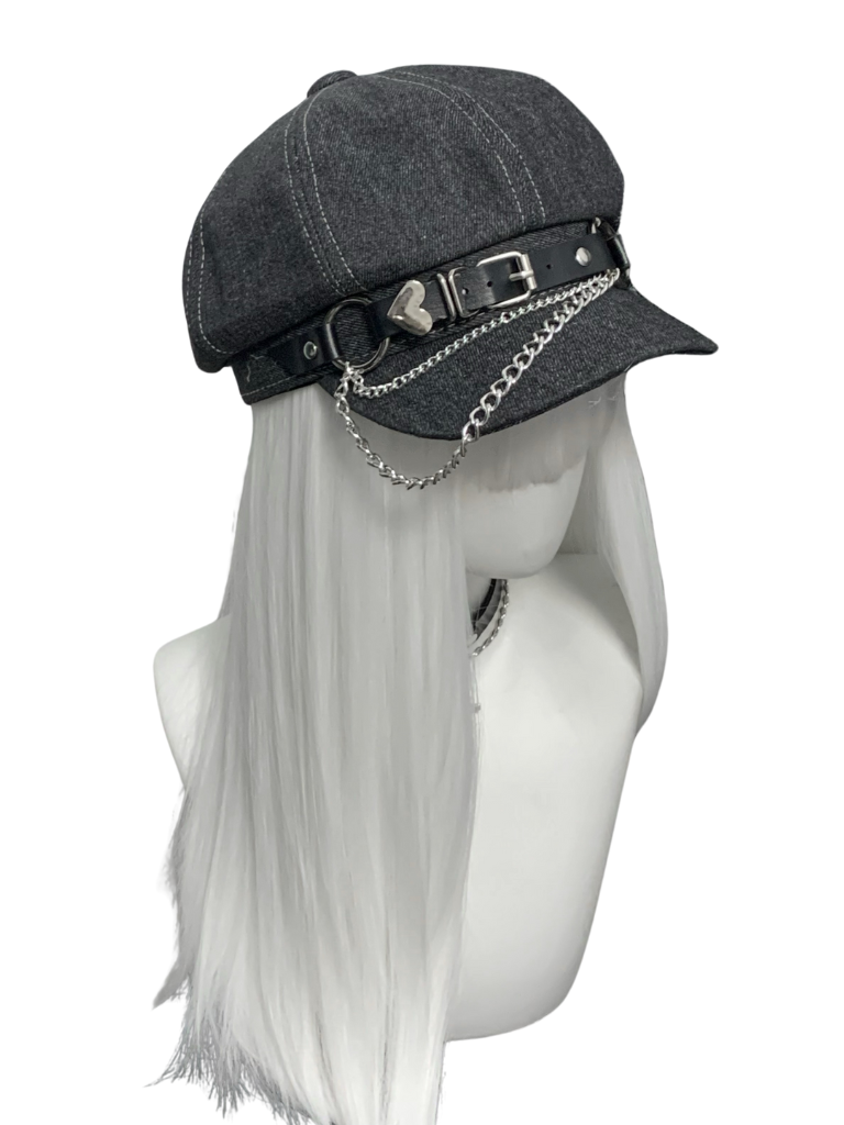 1Gangster Inn Original Subculture Beret Metal Cool Denim Gray Sweet Cool Hat y2k Painter Hat