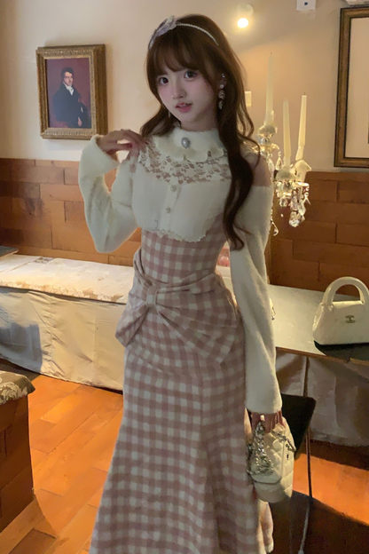 スイートピンクチェックスカート