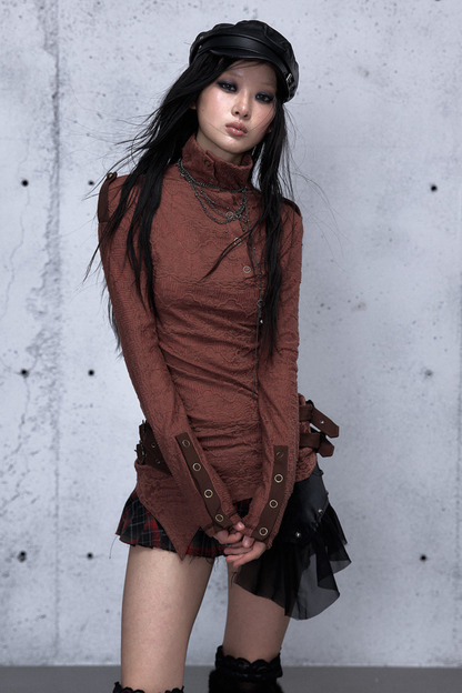 레트로 비대칭 니트 스웨터