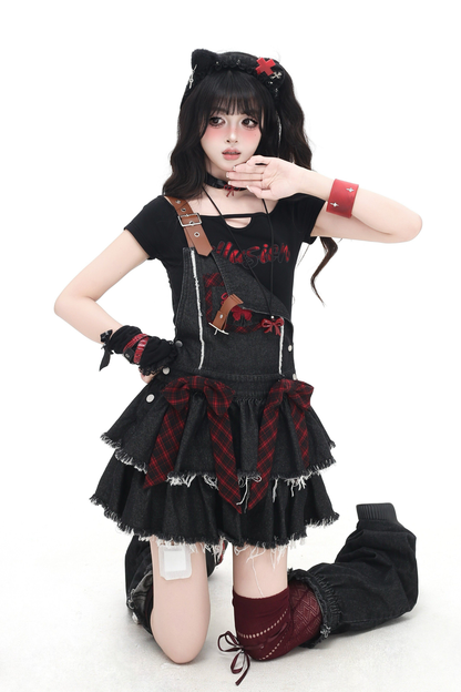 Sweet Cool Ribbon Denim Skirt