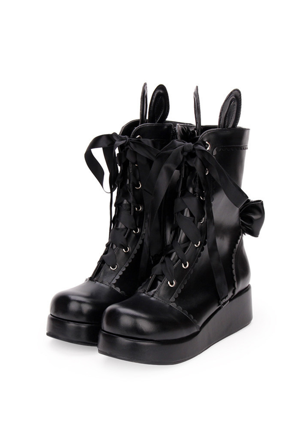 Lolita Bunny Ears Ribbon Boots