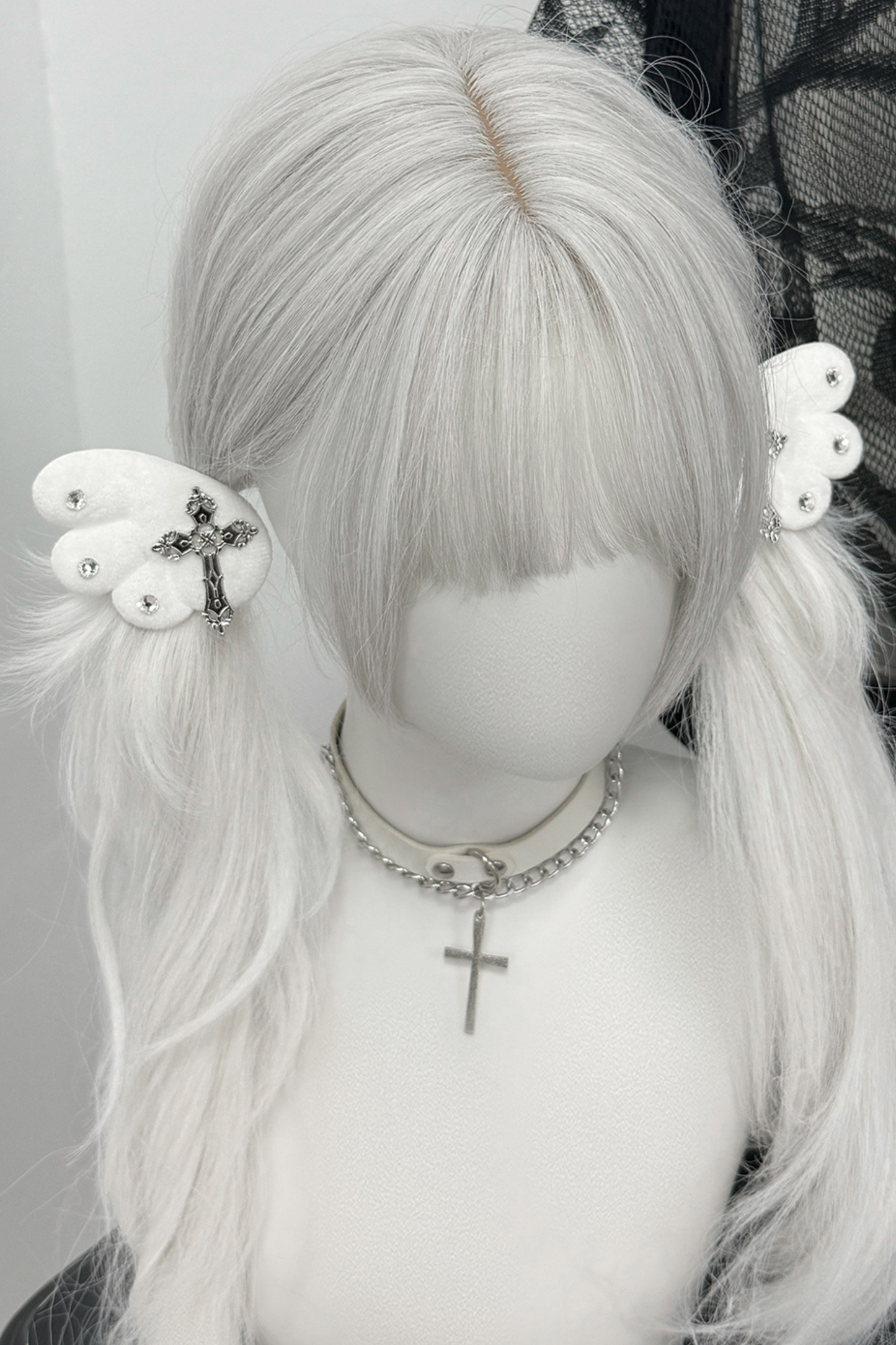 Wing Cross Rhinestone Hair Clip