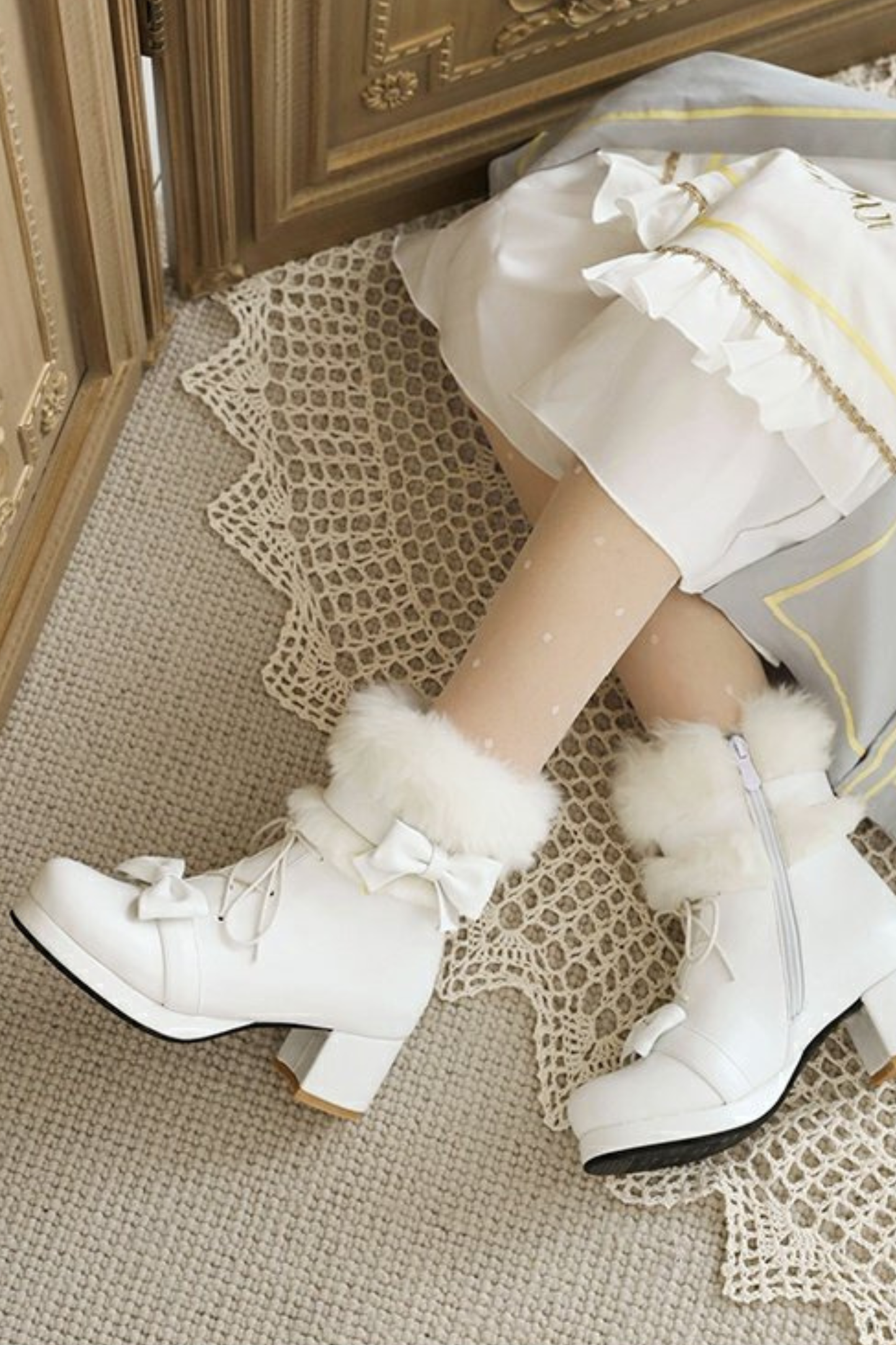 リボンファーロリータブーツ