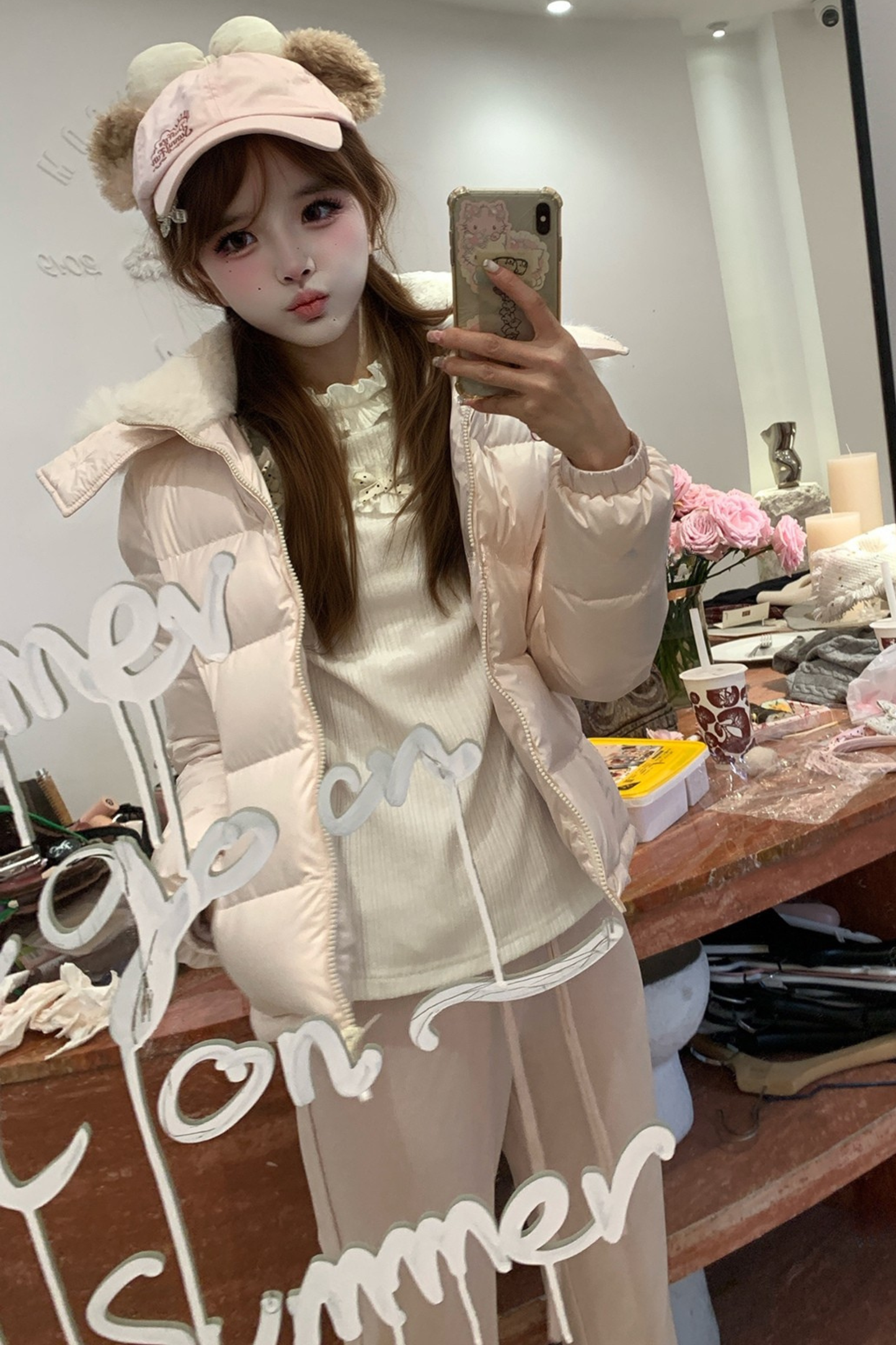 ファーフードダウンジャケット