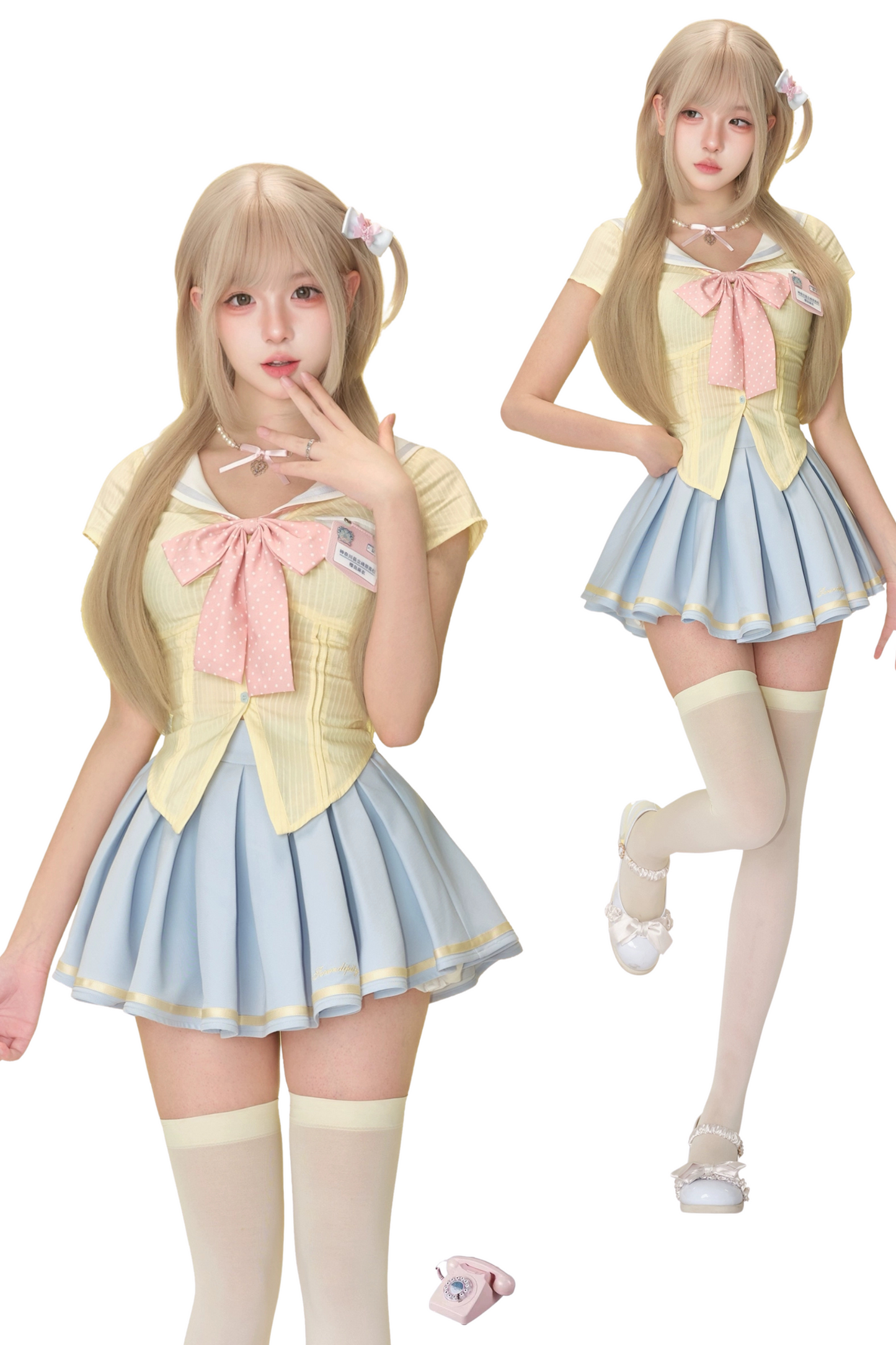 アカデミーリボントップス+プリーツスカート