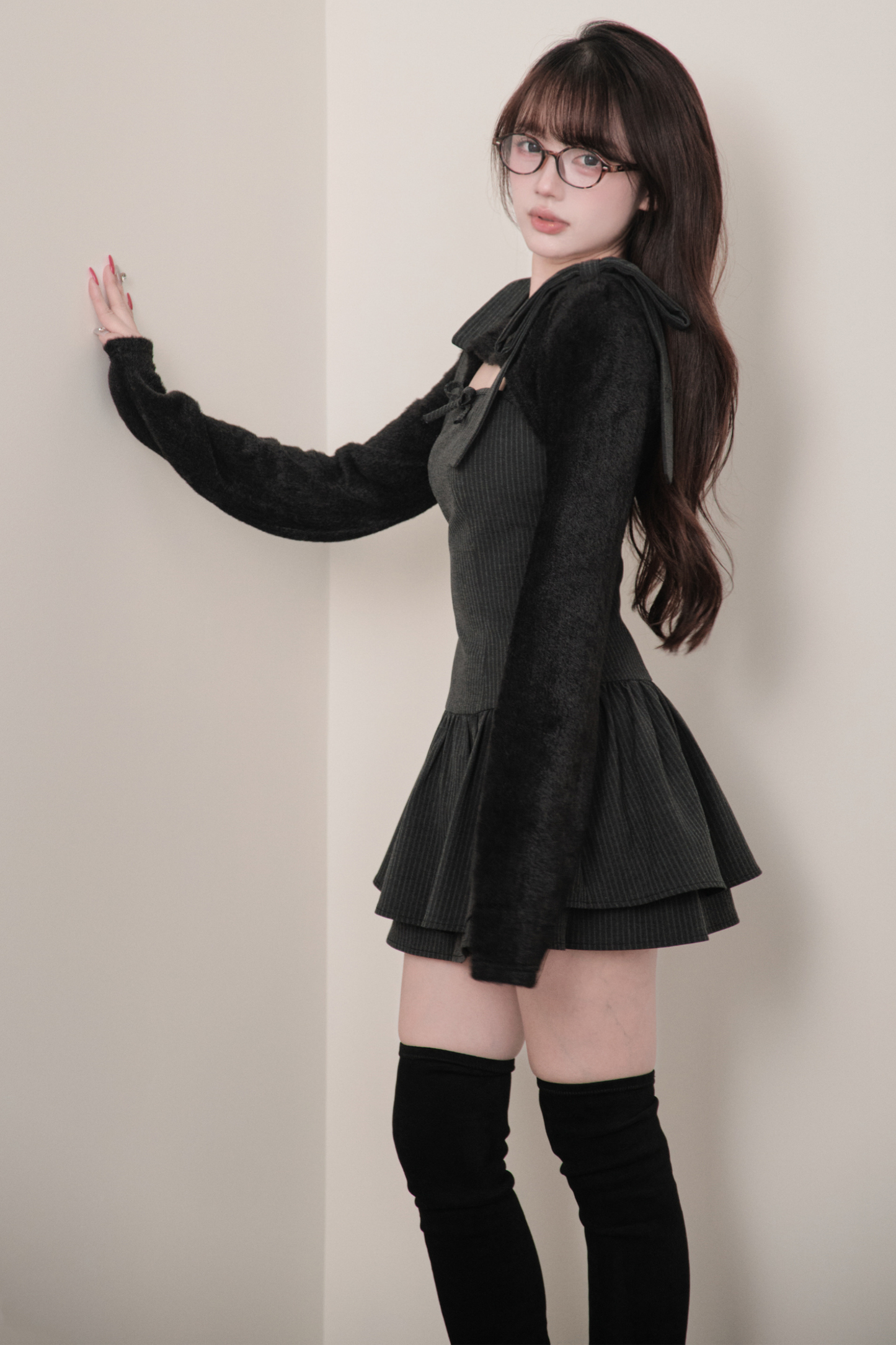 リボンサスペンダードレス+トップス