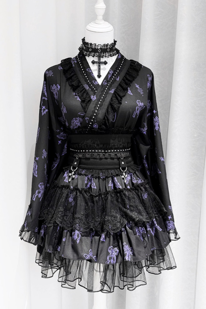Dunkler Galaxie-Spitzen-Yukata im Jirai-Stil