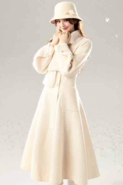 White Moonlight Scarf Collar Coat