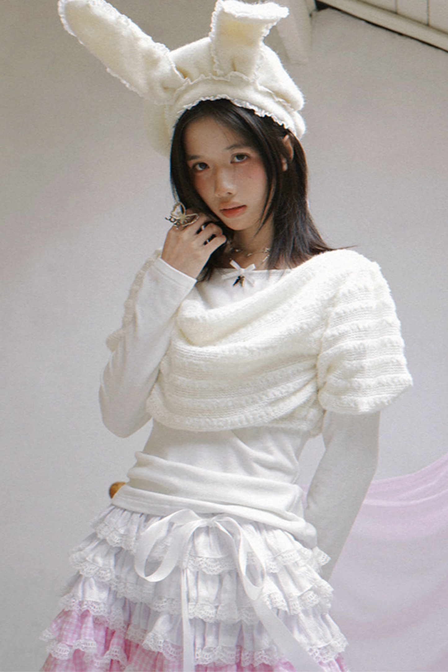 Draped Collar Knitted Top