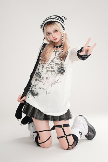 Striped Patchwork Faux Two-Piece Tops