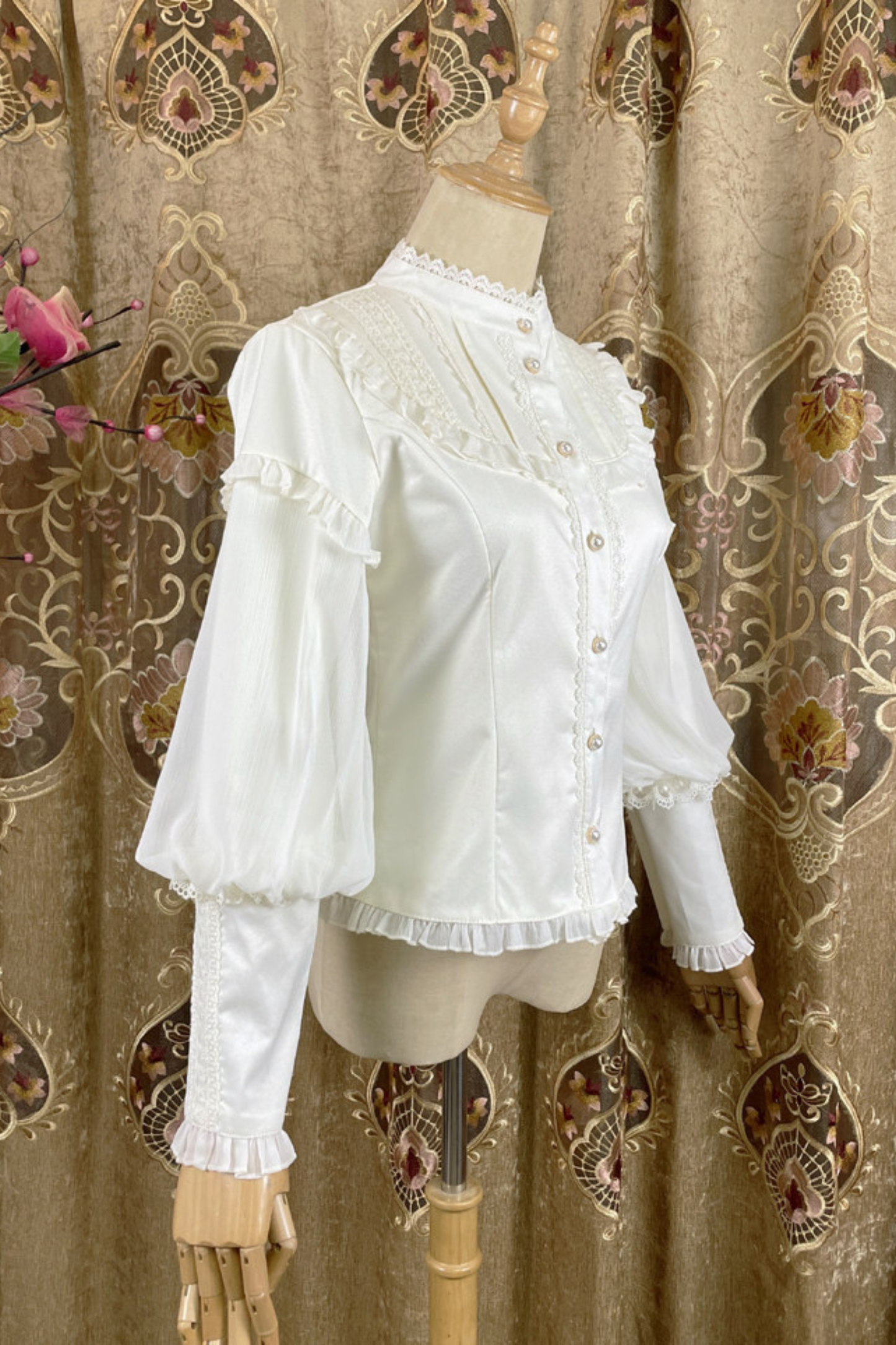 Stand collar retro girly blouse