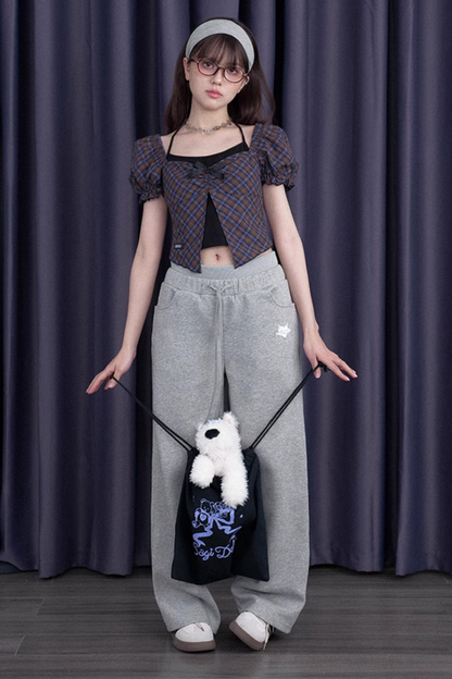 バッグリボンスウェットルーズパンツ