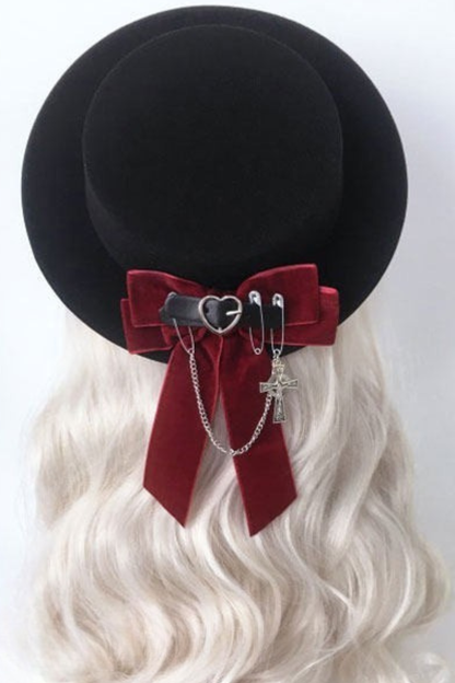 ハートバックルリボンフラットハット