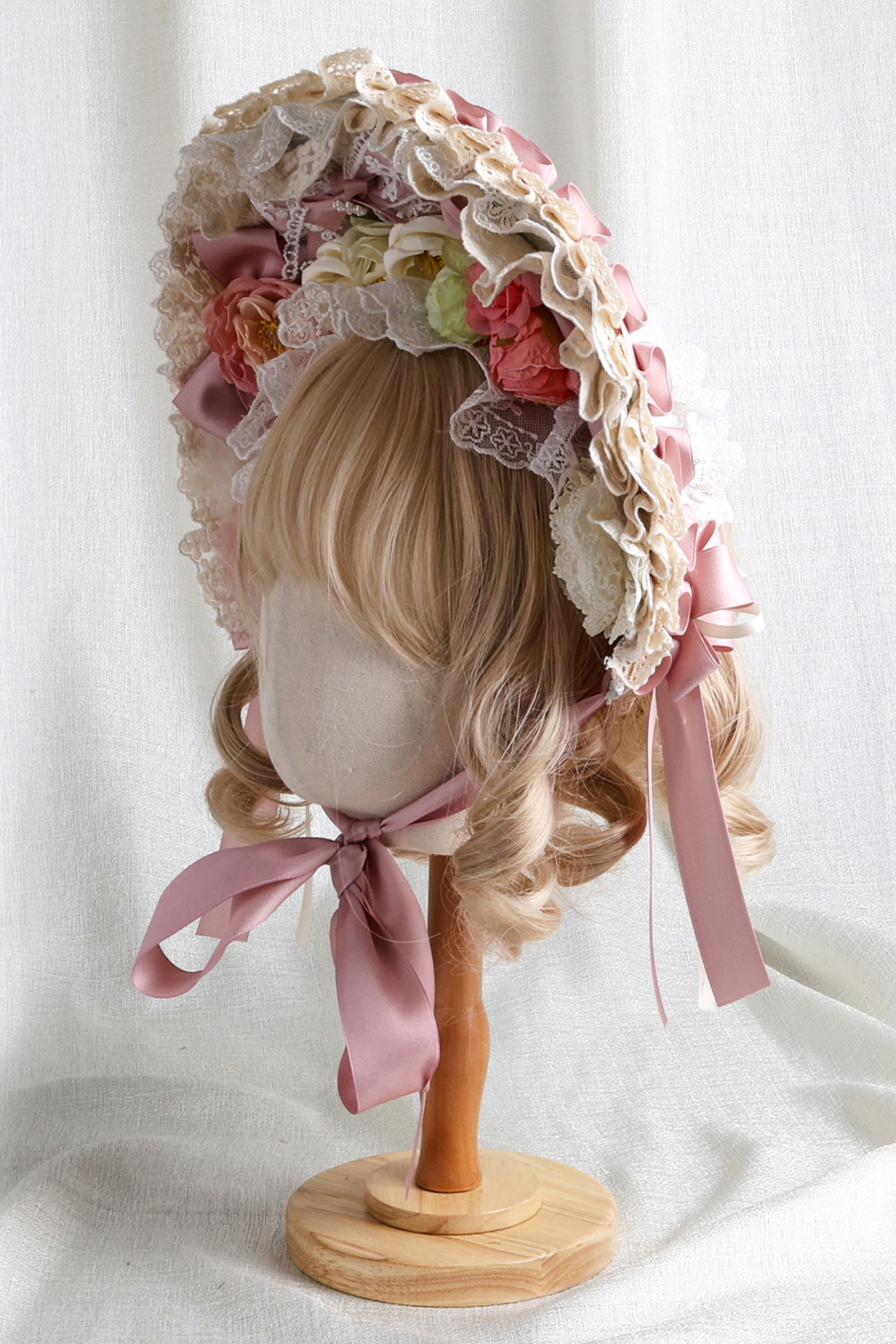 カントリーブーケロリータボンネット+フラットハット+クリップハット+ヘアバンド