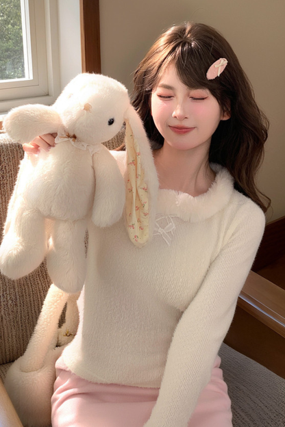 スイートリボンファーニットトップス