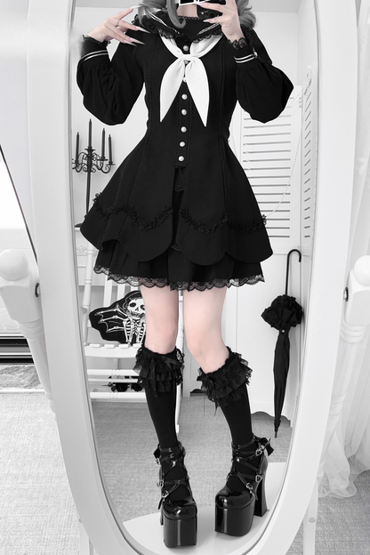 Lace sailor collar top + skirt