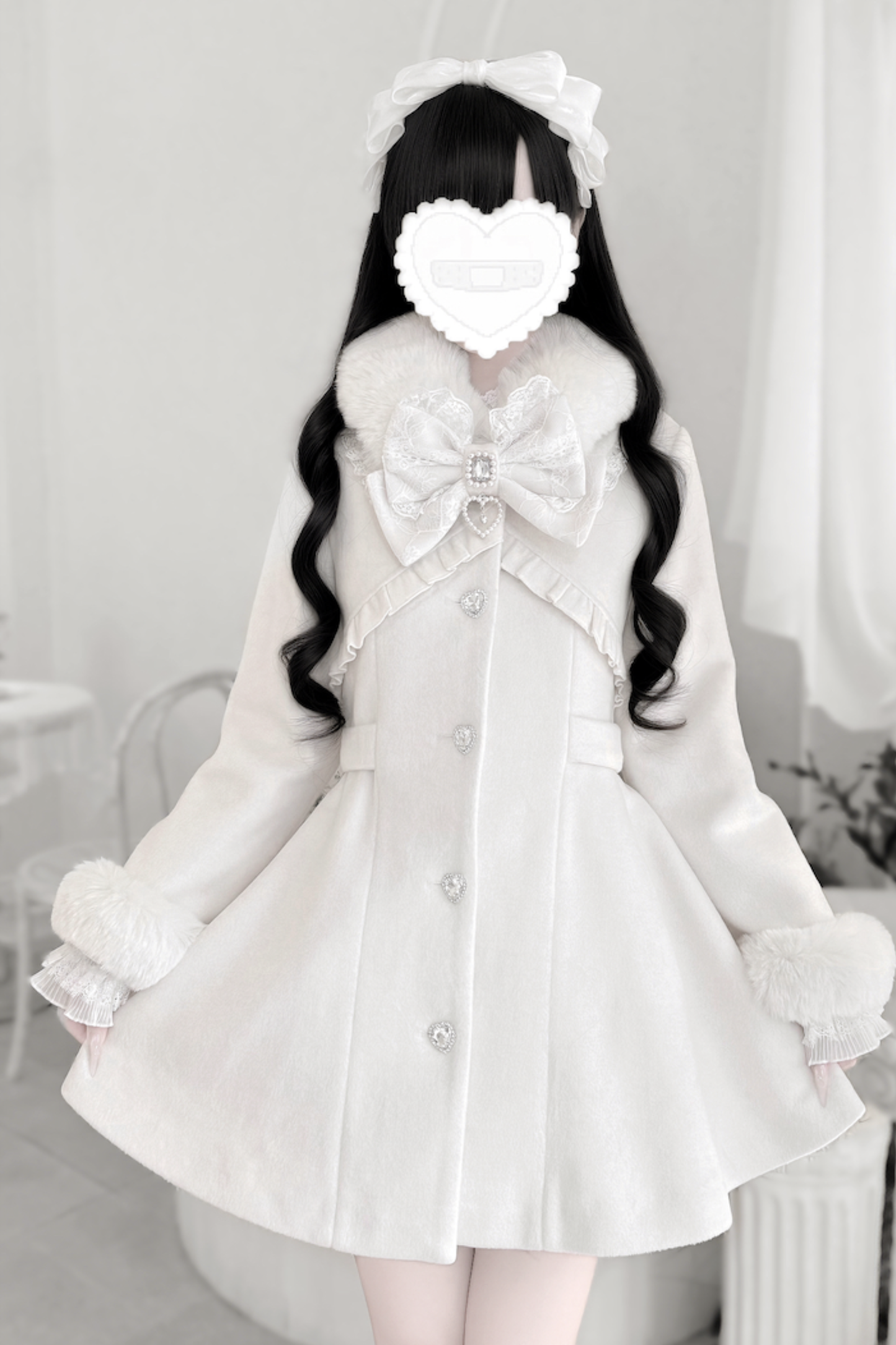 リボンウエストマークフレアコート