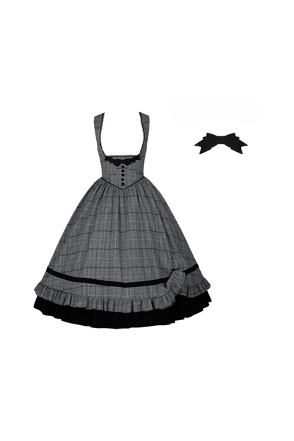 Check Fishbone Chest JSK + Dress + Innerwear + Ribbon + Hat