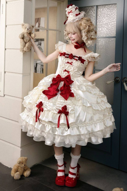 스위트 퓨어 로리타 드레스 + 꼬리 + 리본