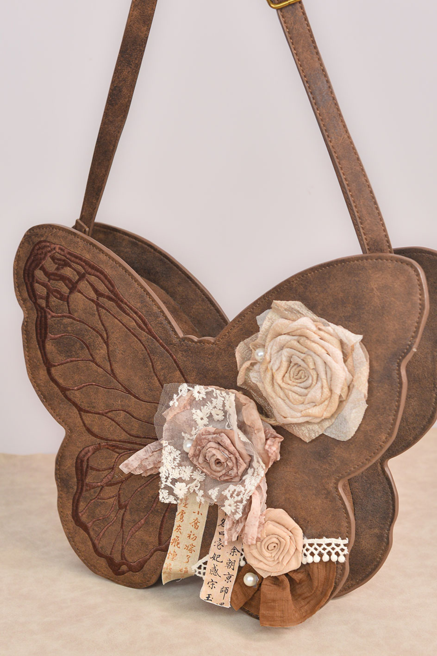 レトロブラウンバタフライワンショルダーバッグ