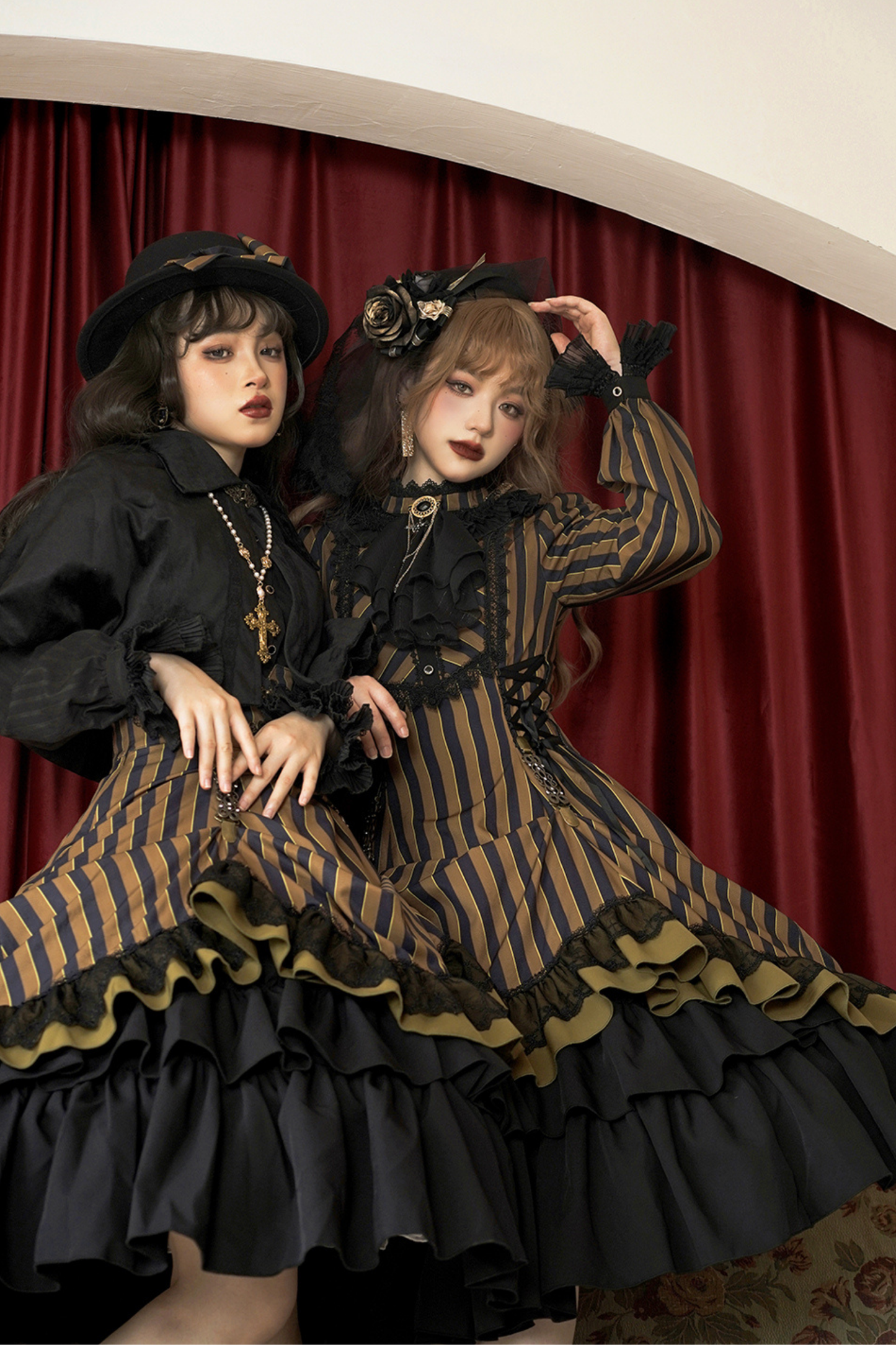 Retro Striped Elegant Gothic Lolita Dress