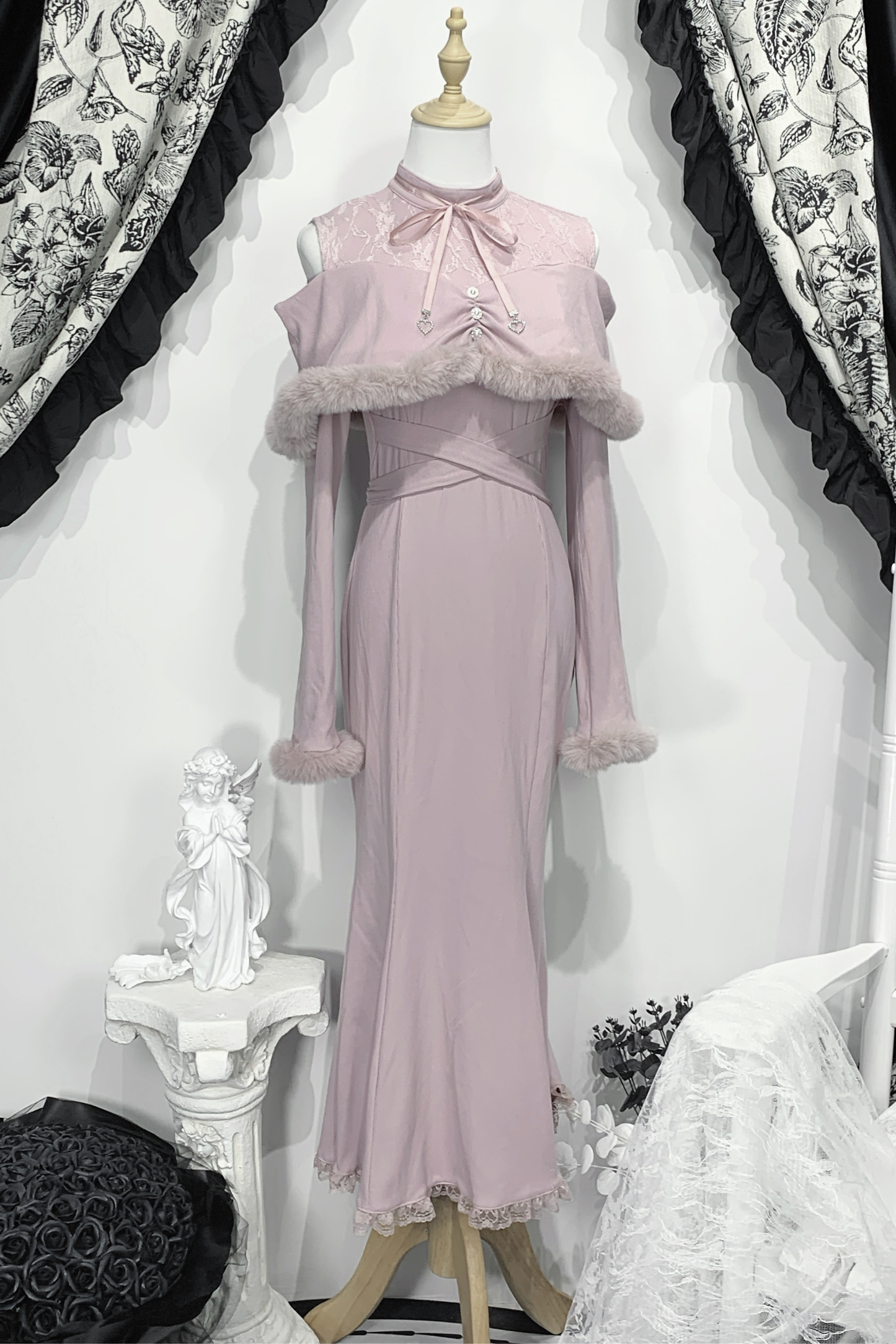 オフショルダークリアマーメイドワンピース