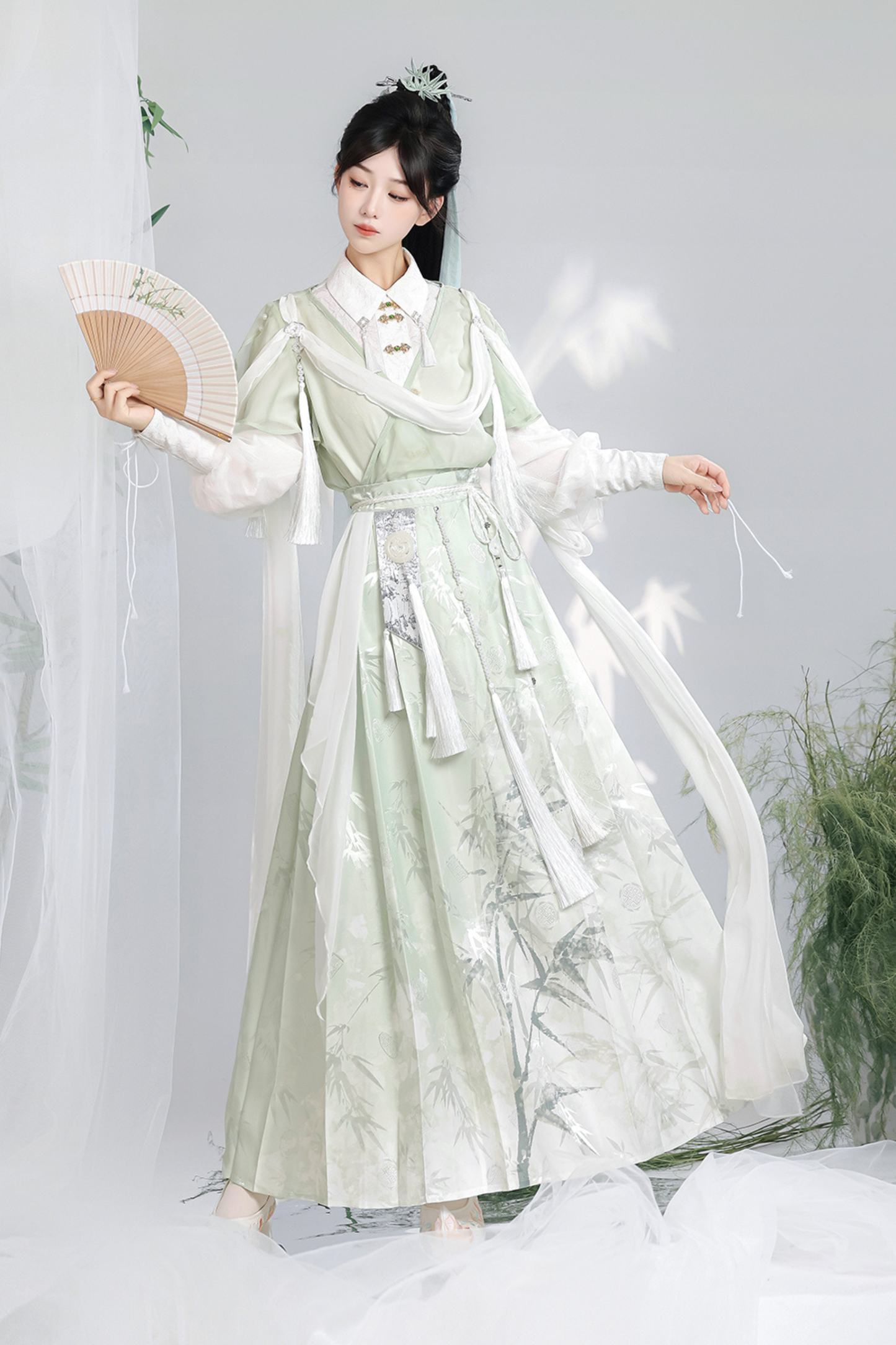 Forest Roman China Top + Outerwear + Skirt