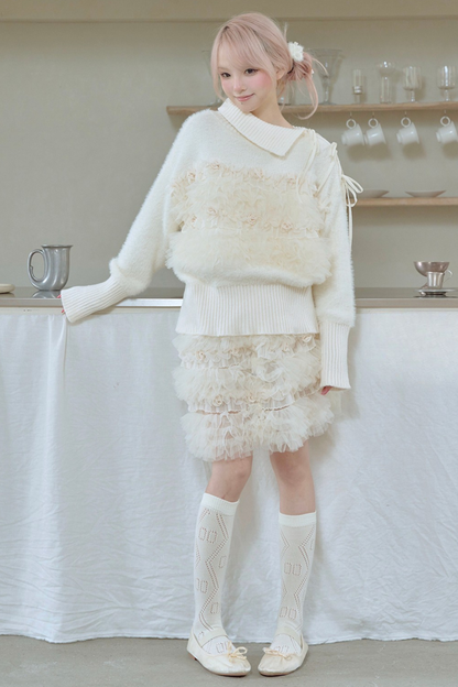 ローズメッシュレイヤードスカート