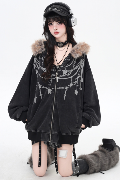 American Street Hooded Loose Hoodie