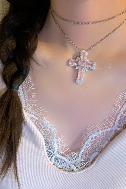 Cracked Cross Cute Necklace