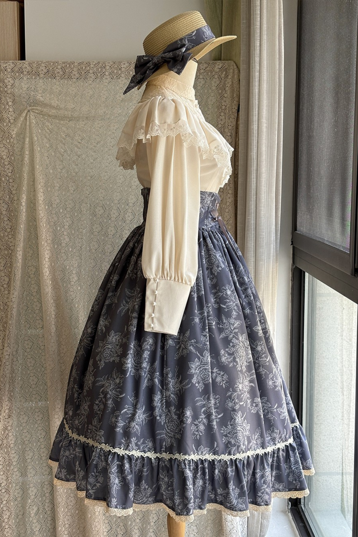 Sketch Wild Rose Elegant Herringbone Lolita Skirt