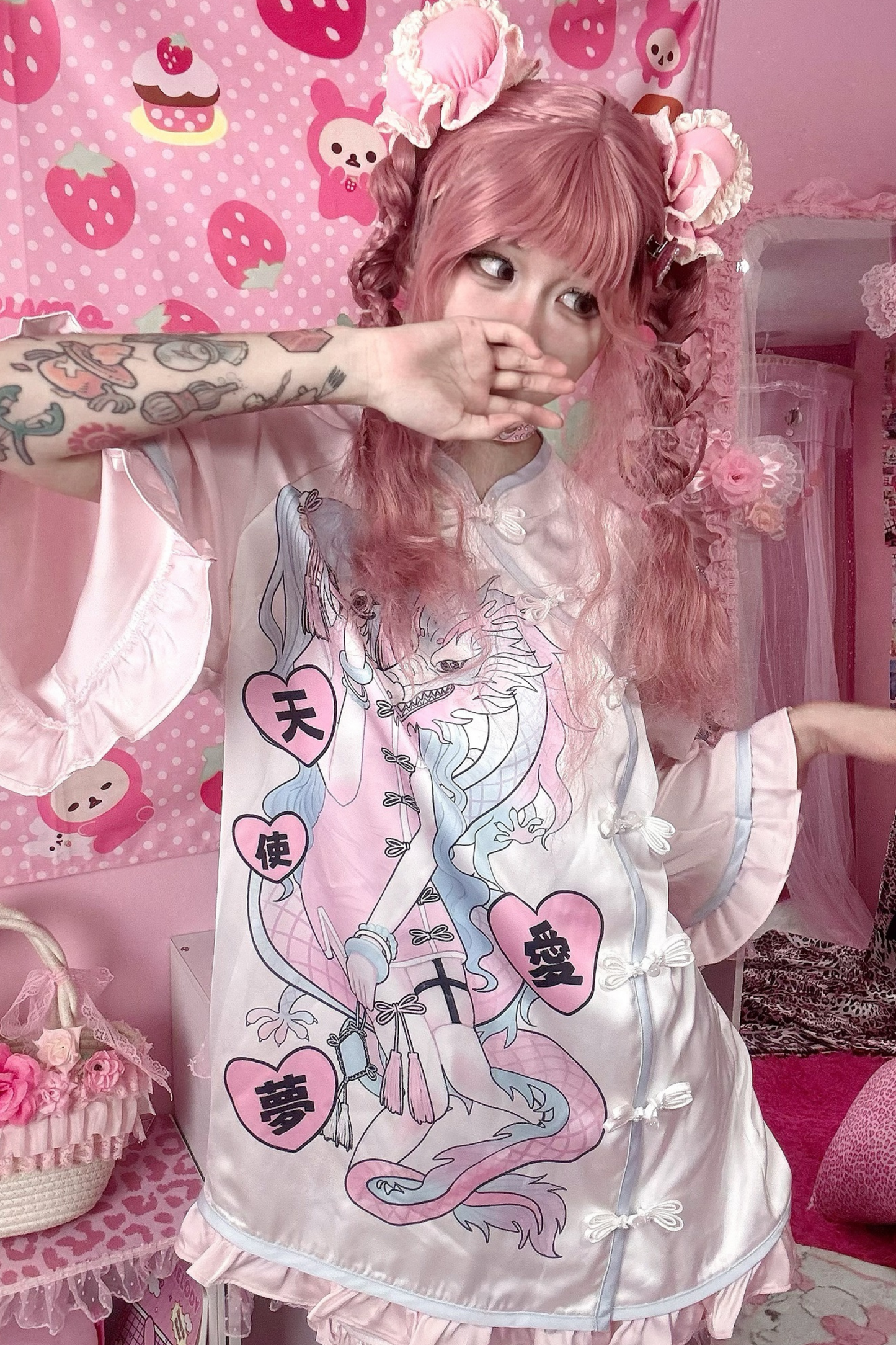 夢愛天使サブカルチャイナTシャツ+ショートパンツ