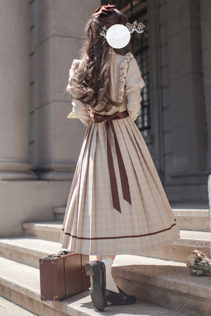 プレッピースタイルレトロエレガントワンピース