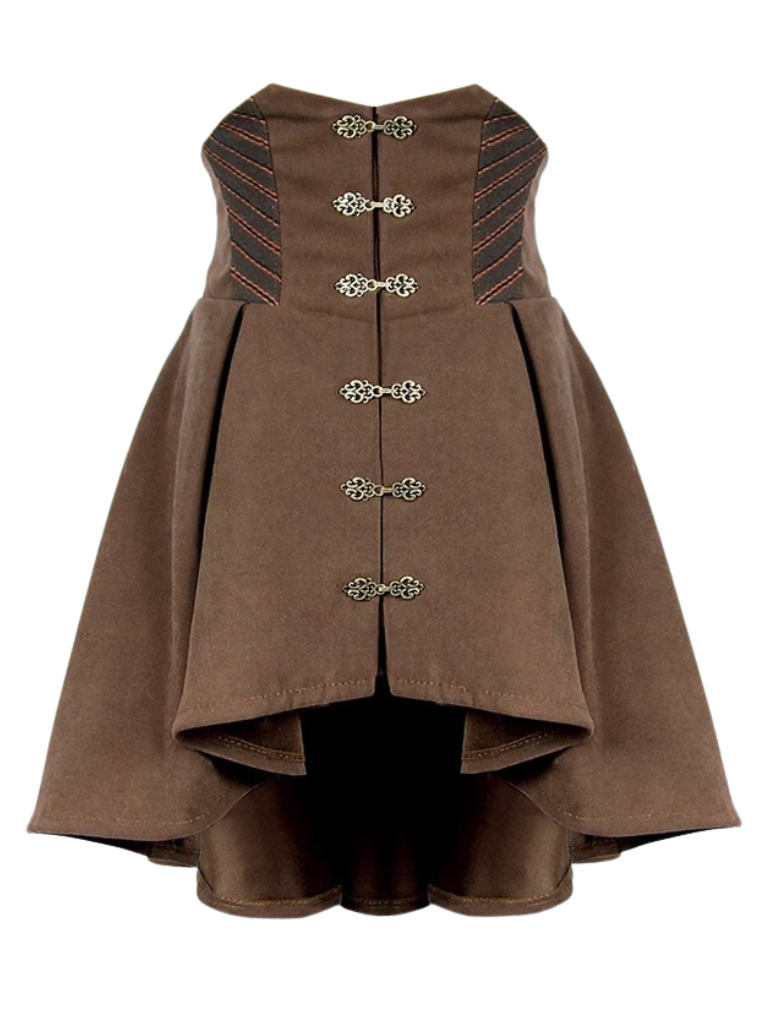 Steampunk Brown High Waist Leahem Skirt