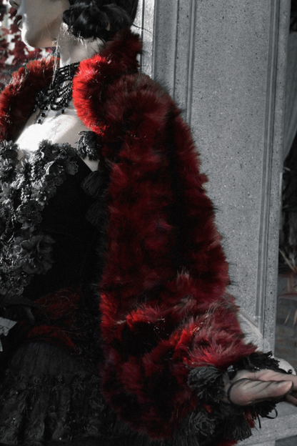 Thriller Crimson Gothic Fur Shawl