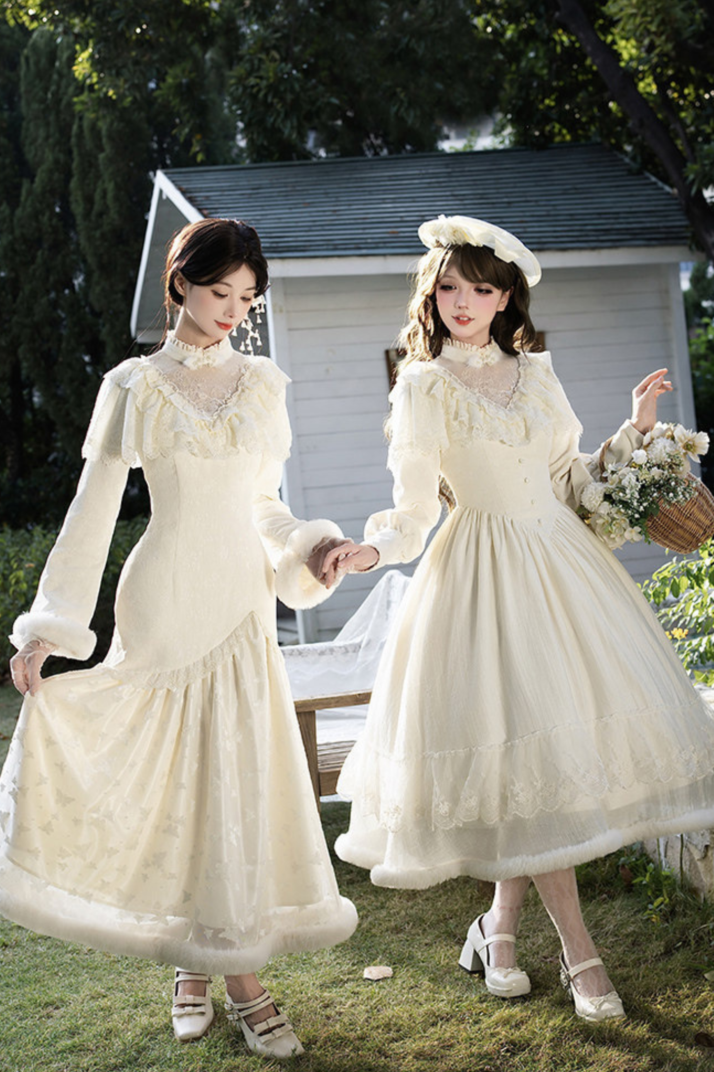 Rouge Snow Fishtail Dress + Flared Dress + Hat + Clip