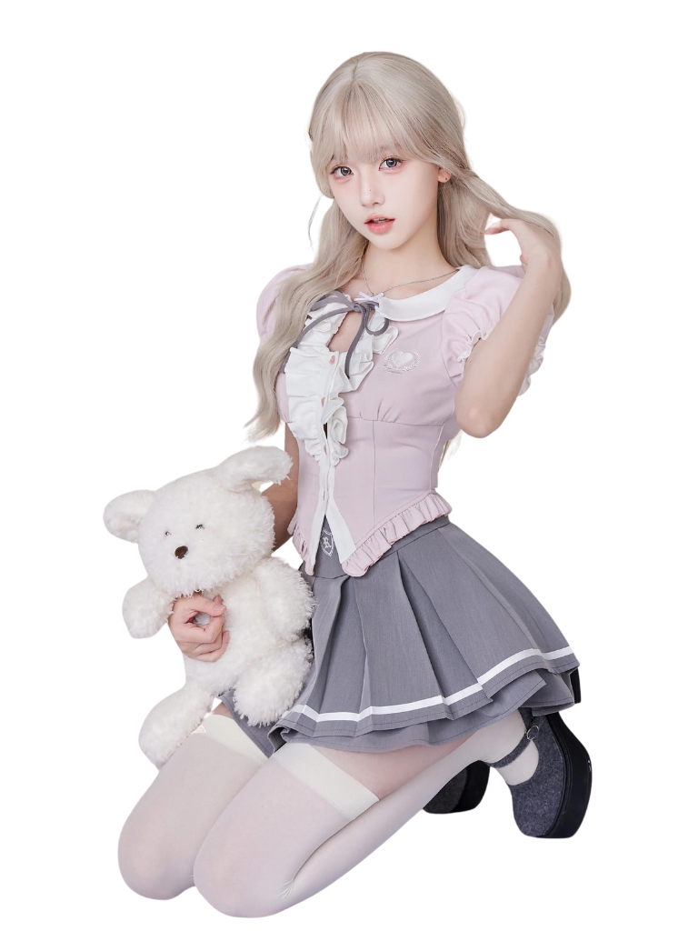 ピンクピュアフリルトップス+グレースカート – Belchic ピンクピュアフリルトップス+グレースカート – Belchic