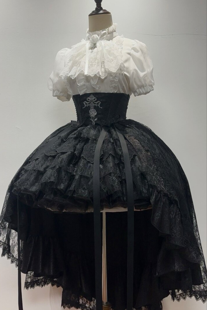 【Vorbestellung bis 18. März】 Dark Kawaii Gothic Lolita Rock + Shirt + Haarband + Hut + Ärmel