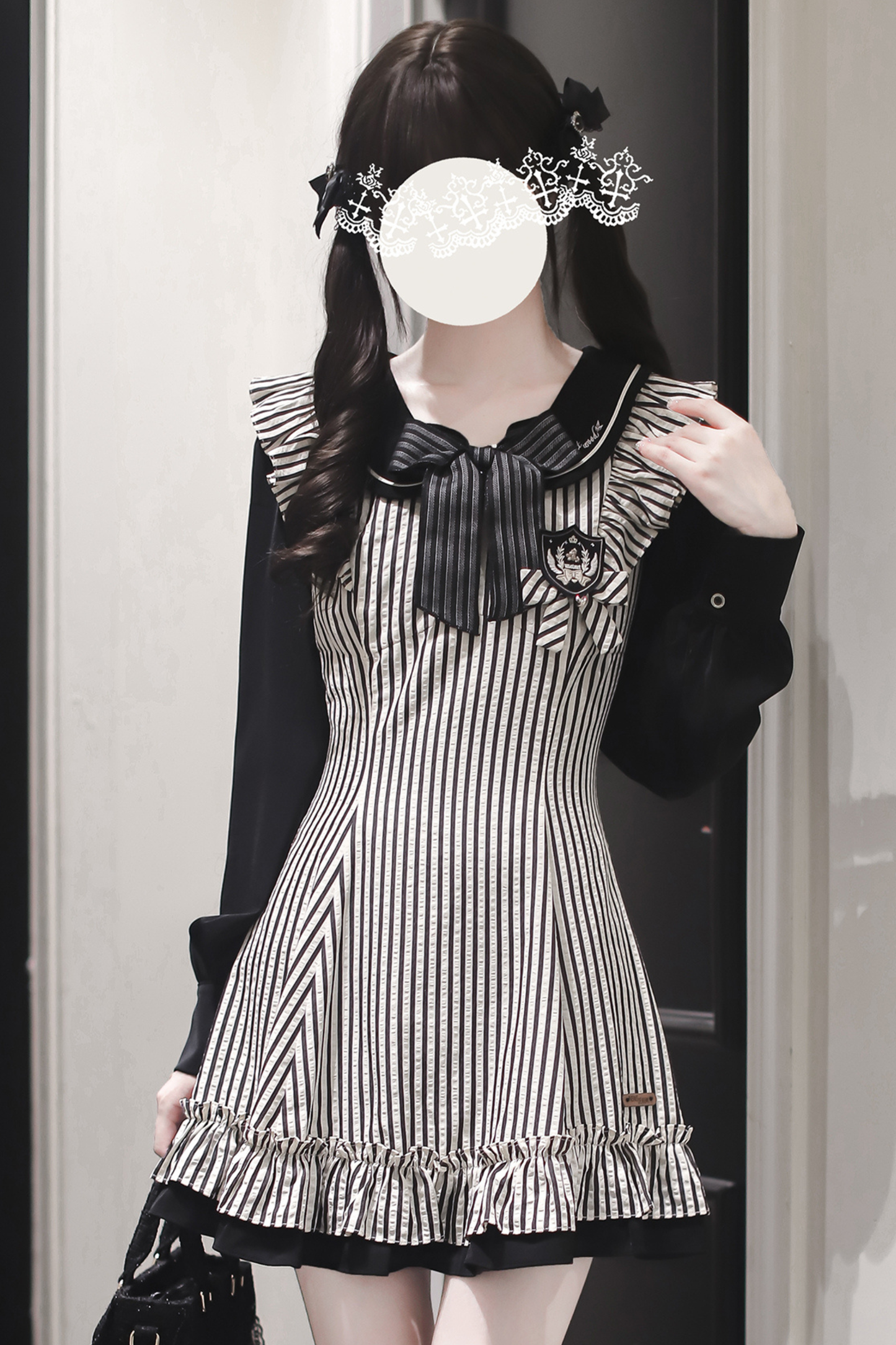 ストライプドールフレアドレス